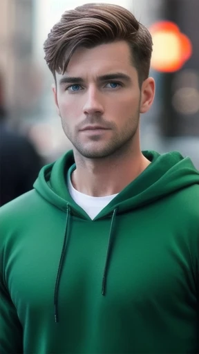 a handsome Irish man in a sweatshirt, focus on his face.