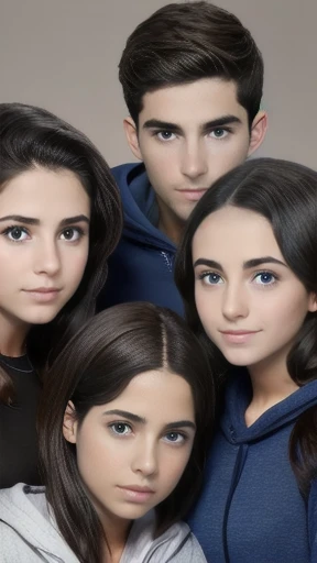 a group of Young  jew  gathered in sweatshirts, focusing on their faces.