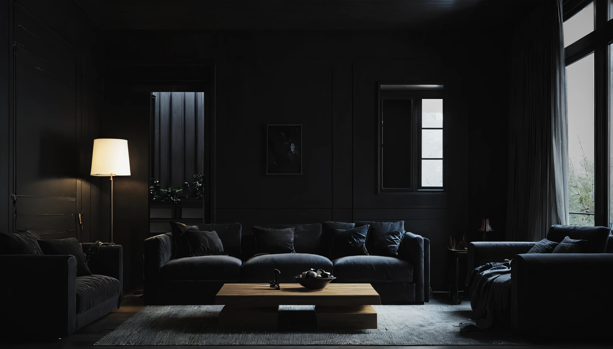 Dark living room、
