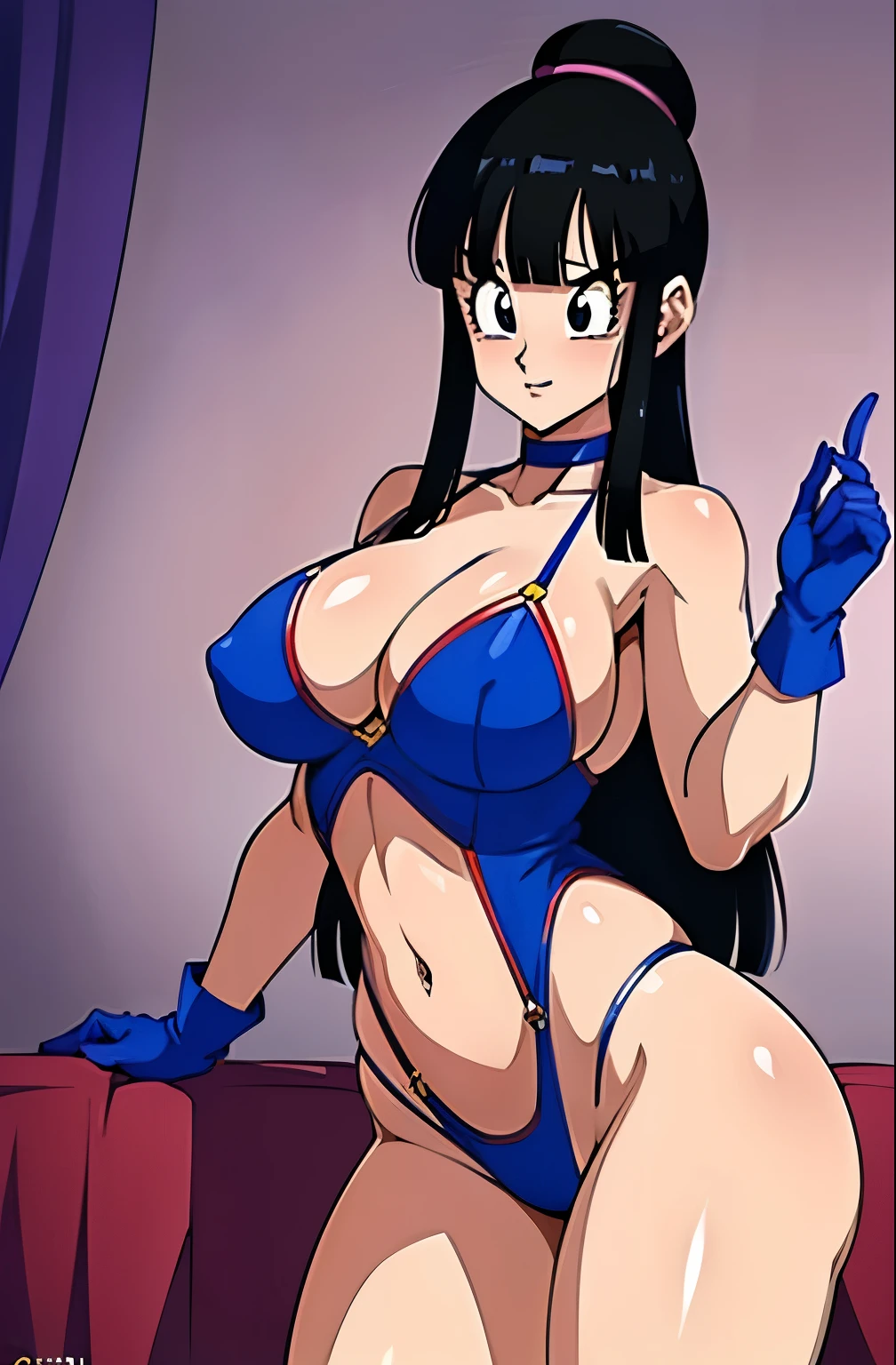 mejor calidad,4k,high resolution,obra maestra:1.2), (ultra detallado), (sin ropa) (NSFW not safe for work art) (acostada en cama, Fondo), (Chichi) (Dragon Ball Z Settings), (pose sexual), (realista,photorealista,photo-realista:1.37), (hdr,HD), (retrato), (vivid colors), (Piernas largas), (cara claramente alargada), (Hermosos ojos detallados), (hermosos labios detallados), (ojos y rostro extremadamente detallados), (long eyelashes), (Sharp focus), (physically based rendering),(sin ropa), (abierta las piernas), (intense), (expression of intense desire), (Desenfoque de movimiento), (elegante), (Figura delgada), (inspirado en anime), (luces brillantes), (sexual), (colores contrastantes), (ambiente misterioso), (action packed scene), (Unique style), (llamativo), (Apuesto), (evocador), (expresivo), (Intriguing atmosphere),