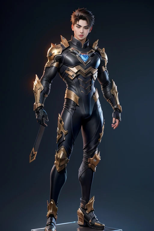 Sculpture design,Figures,GK model,The whole body of the character,Expose muscles,(Exquisite base),Wu Yifan,Handsome cybernetic boy looking at camera lingerie detailed muscular reality masterpiece,musculous