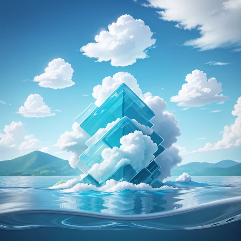 Axonometric, Cloud floating in water surface