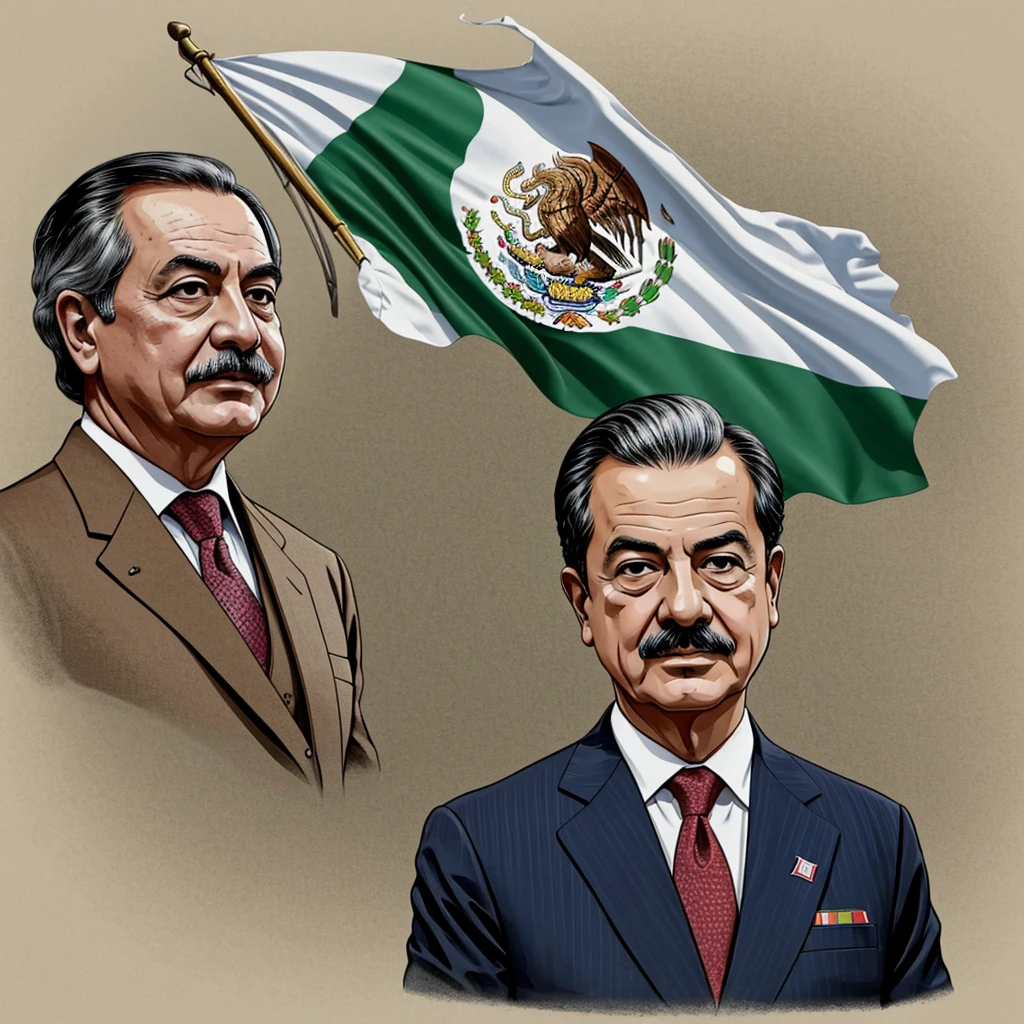 Political cartoon of the president of Mexico Luis Echeverría Alvarez