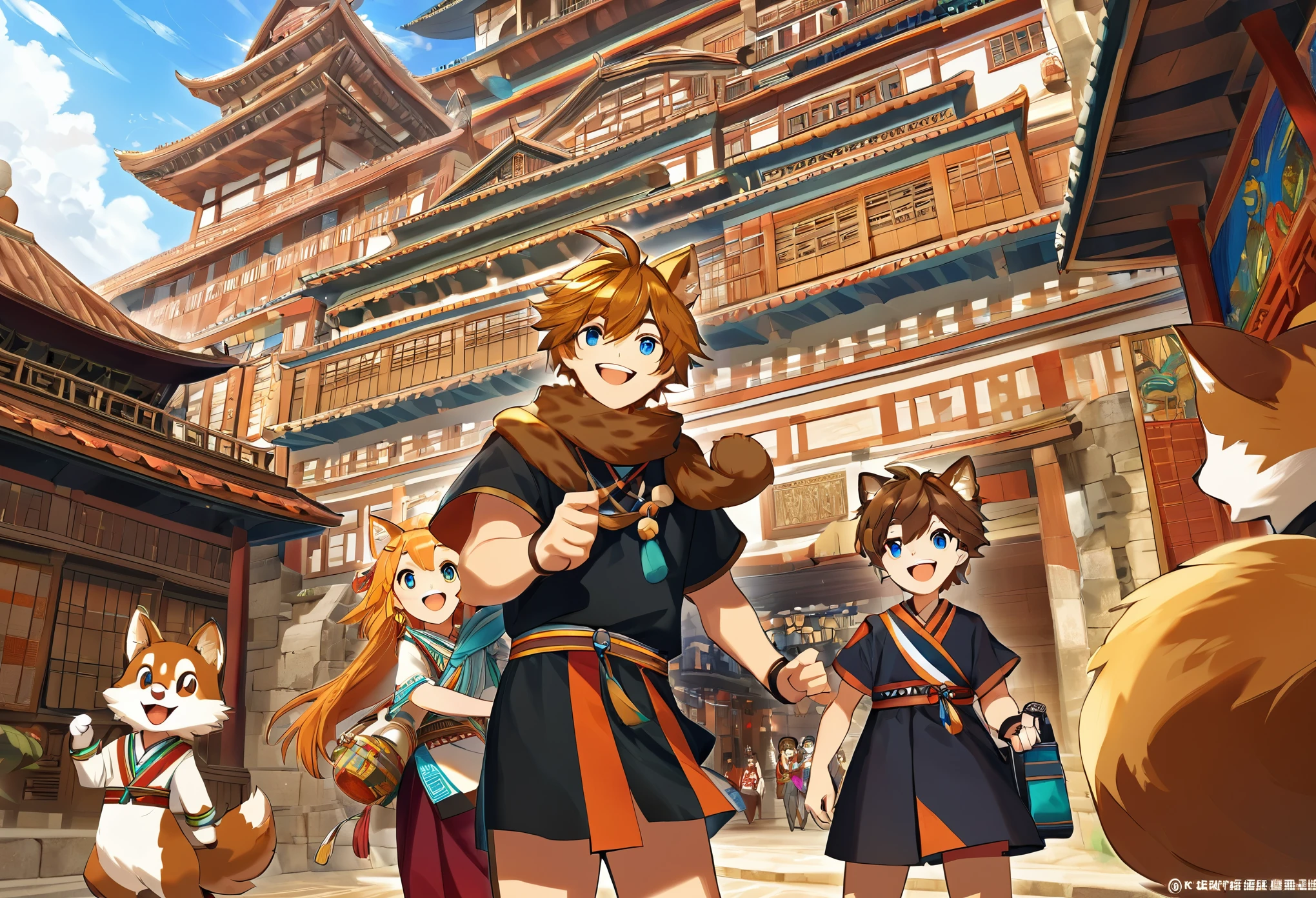 super high resolution, detailed background, World Heritage Site, 6+boys, 6+girls, Happy, joyful, absurdres(Photos of solo travelers)(kemono, furry anthro),