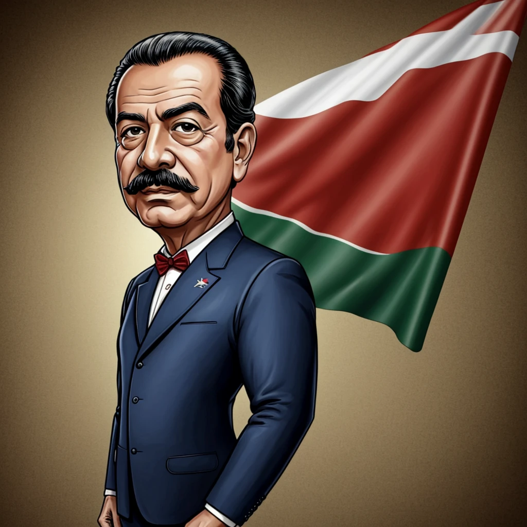 Political caricature of the president of Mexico José López Portillo