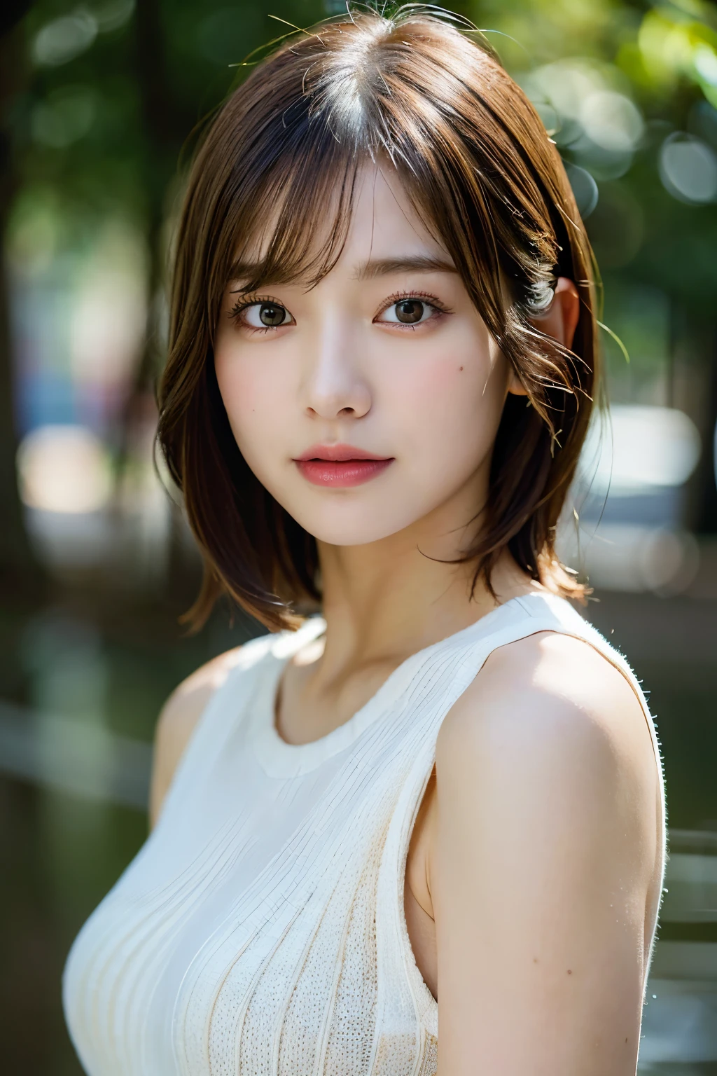 (Ultra-realistic), (figure), (High resolution), (8k), (High resolution), (Best figure), (Beautiful fine details), (highest quality), (Super detailed), (Masterpiece), (wallpaper), (Detailed face),Upper body close-up,Underarm,short hair,Sleeveless sweater only, Japanese,