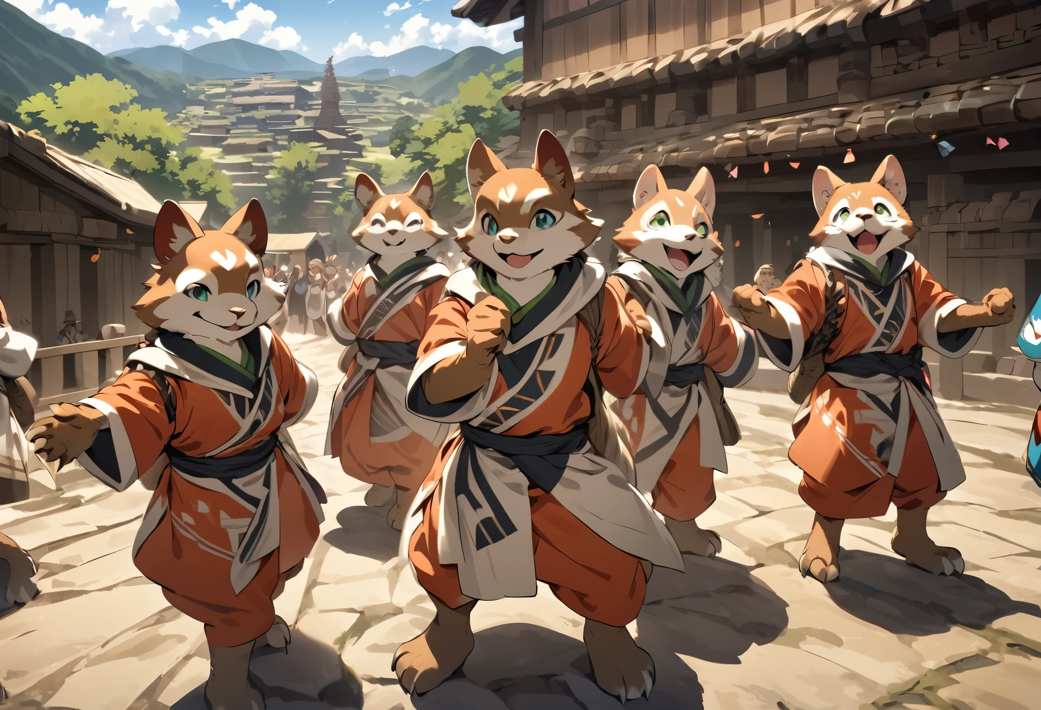 super high resolution, detailed background, World Heritage Site, 6+boys, 6+girls, Happy, joyful, absurdres(Photos of solo travelers)(kemono, furry anthro),