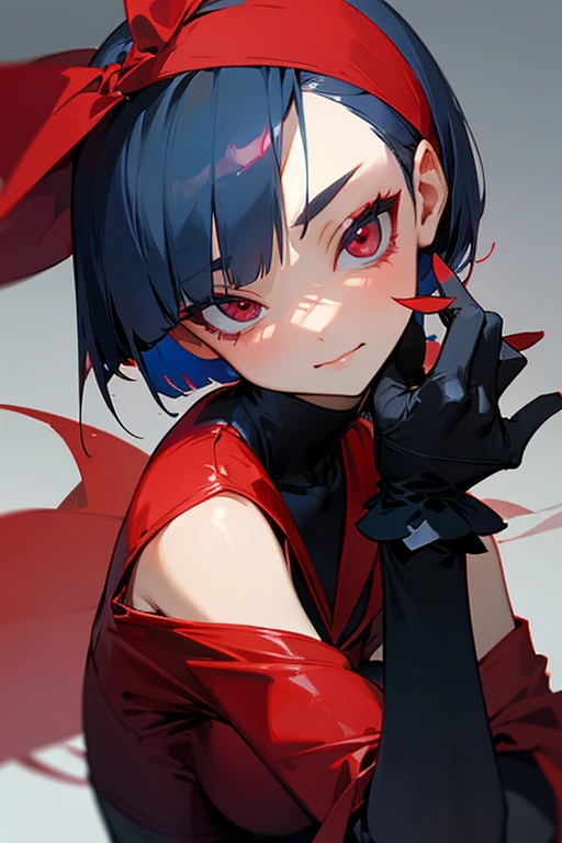 Red and Navy、cute、Villainess、head band、sexy、Short Bob、髪はRed and Navy、