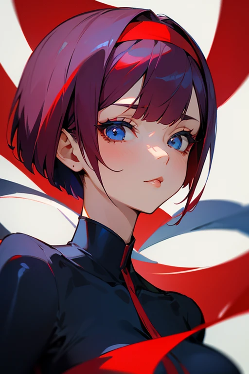Red and Navy、cute、Villainess、head band、sexy、Short Bob、髪はRed and Navy、