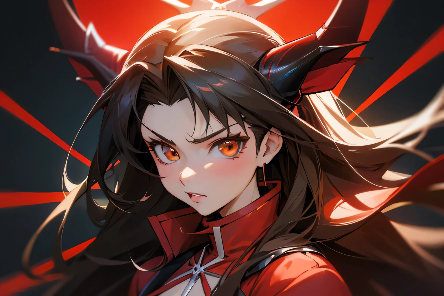 anime girl with horns and a red jacket, extremely detailed artgerm, artgerm. high detail, artgerm detailed, ig model | artgerm, detailed digital anime art, realistic anime artstyle, artgerm portrait, rin tohsaka, style artgerm, artgerm. anime illustration, artgerm on artstation pixiv