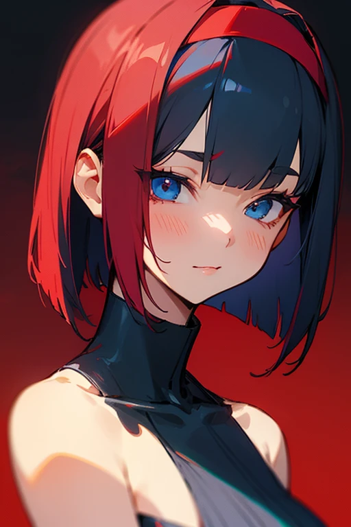 Red and Navy、cute、Villainess、head band、sexy、Short Bob、髪はRed and Navy、