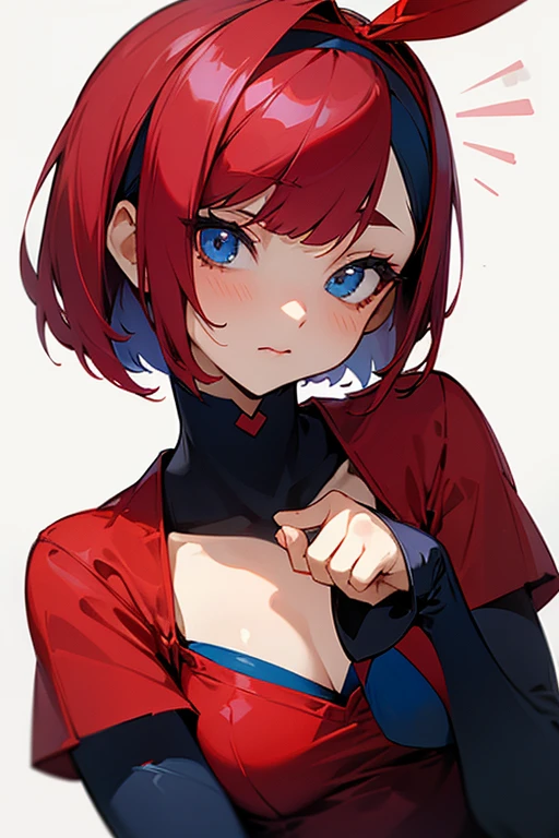 Red and Navy、cute、Villainess、head band、sexy、Short Bob、髪はRed and Navy、