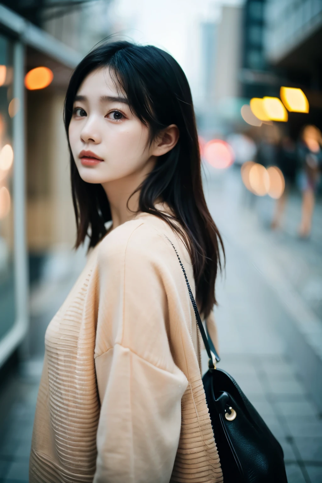 Movie photo of beautiful Korean fashion model Bokeh Train