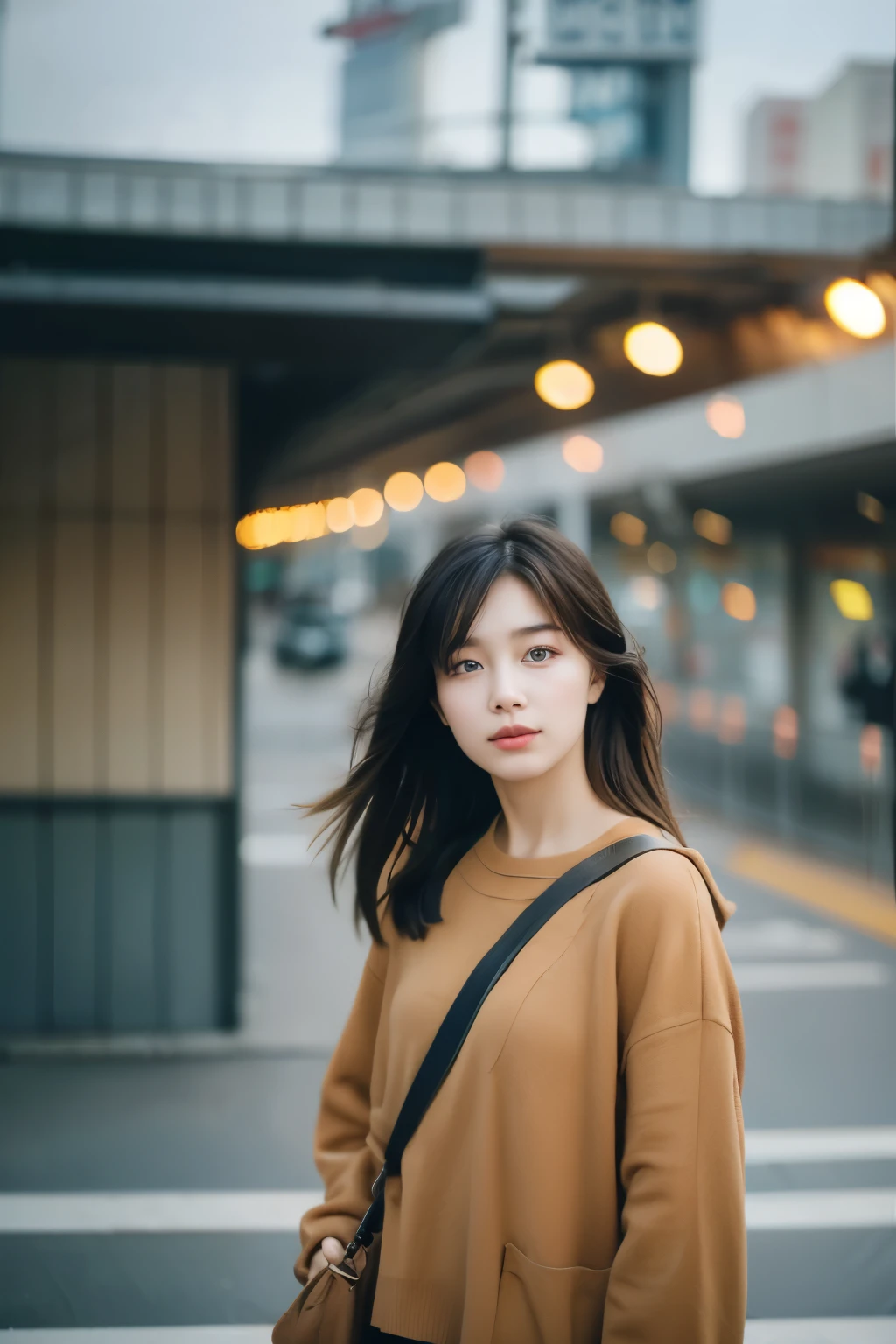 Movie photo of beautiful Korean fashion model Bokeh Train
