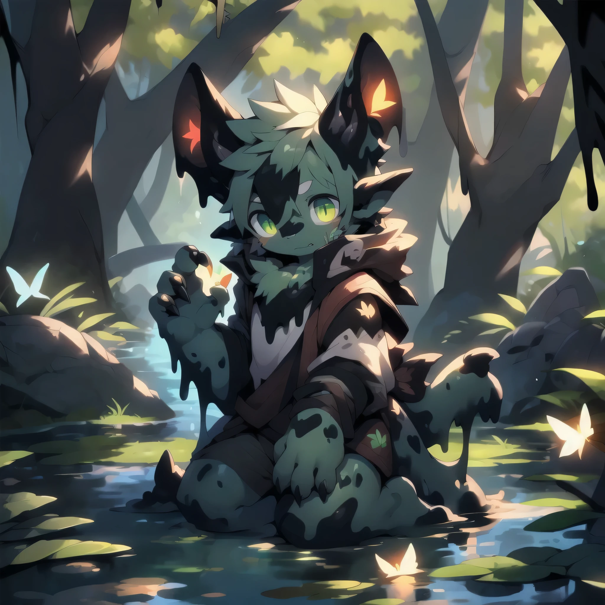 (by Ricegnat, by Bebebebebe, by Prrrrrrmine, by Dagasi), (solo,1girl)(wingless Fluffy dragon, very short and stout, female, body color green, belly color light yellow, no hair, ceiling moulding, big smile, lying down, looking at the camera, embarrassed, moaning, cum, onto someone's face, female genitalia)(background: indoor) high Quality, best_quality, hi_res, 4K,2K