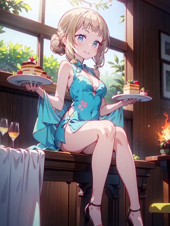 (from below:1.2),22 year old beautiful girl,Purplish blue eyes that dreamers desire,(Blonde hair) ,Longhaire,Twin-tailed,Braids, Hairline,small stature, (masutepiece:1.2, Best Quality),(finely detailed beautiful eye: 1.2),(beautifull detailed face),(perky chest:1.1),(pointed chest:1.2),(cakes magazine cover:1.5),(Best Illumination, extremely delicate and beautiful),sexy pose, in a bar counter,Ultra Contrast,Braid a little around the ears, White long dress, (very detailed),(Raw photo, highest quality),(realistic, Photoreal:1.3), high detail, very detailed complex 3D rendering of face, (very detailed skin:1.2), dynamic angle, fire glow effect, professional lighting, side light, cinematic light, a super high resolution, 8K , best shadow, particles of light, Fine skin texture, detailed face, intricate details, Super detailed, shine, Please reconsider, full body,, beautiful face, shiny skin, thin, nice companion, delicate body, thin legs, naked apron, ((crawl on all fours:0.9)), beautiful back, butt,little turn around, (A picture from a very little behind:0.7), bend the body, the skirt is floating in the wind:1.4, Dark purple panties, thin Pubic hair ,highest quality, high resolution, Real World, Natural light, perfect Natural Light,Realistic, (cute, perfect clothes,  cute: 1.3) ,narrow waist,(with sparkling eyes and a contagious smile), open mouth, looking at viewer,
