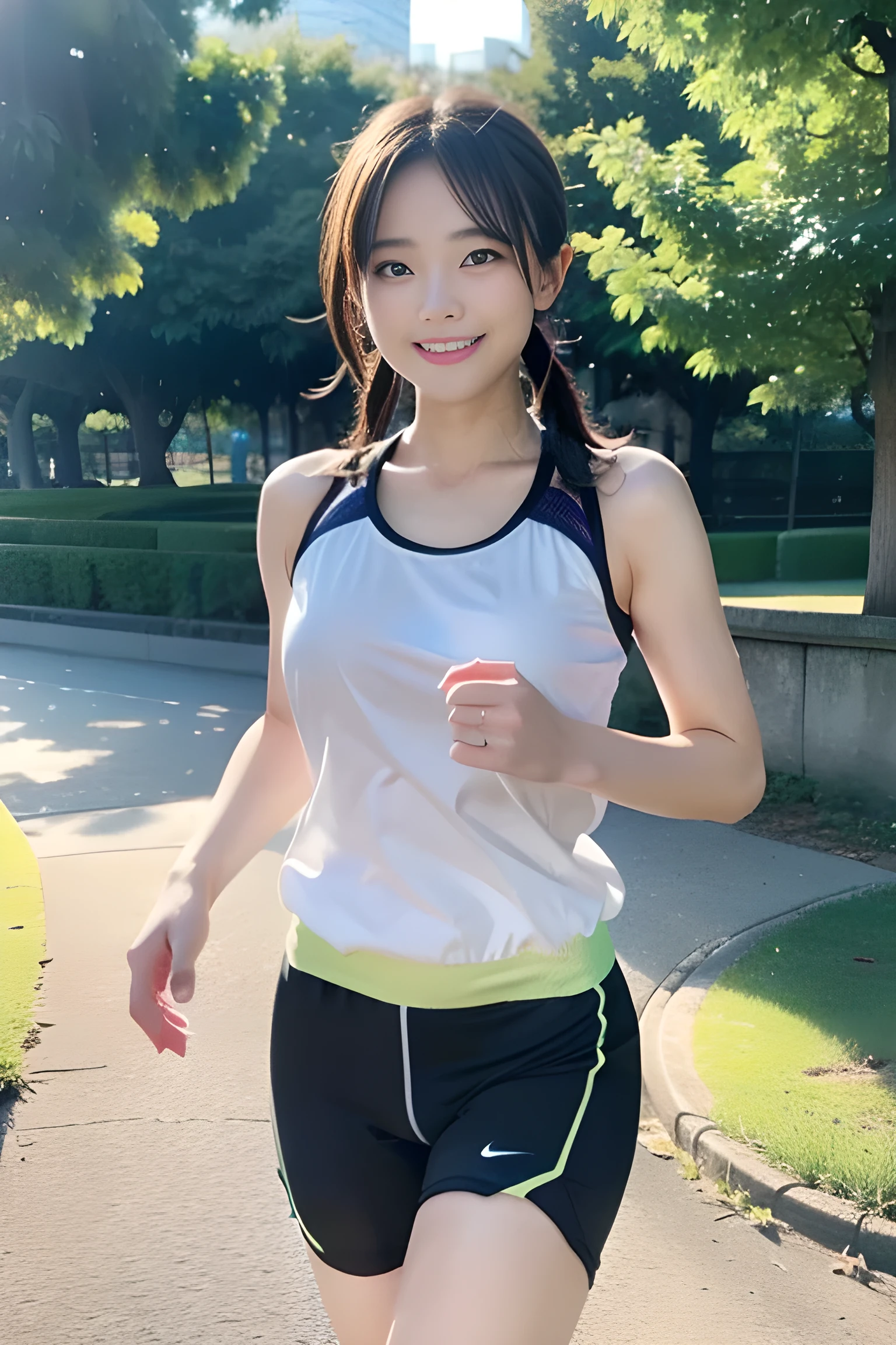 An innocent smile、Running in the park、Running Wear