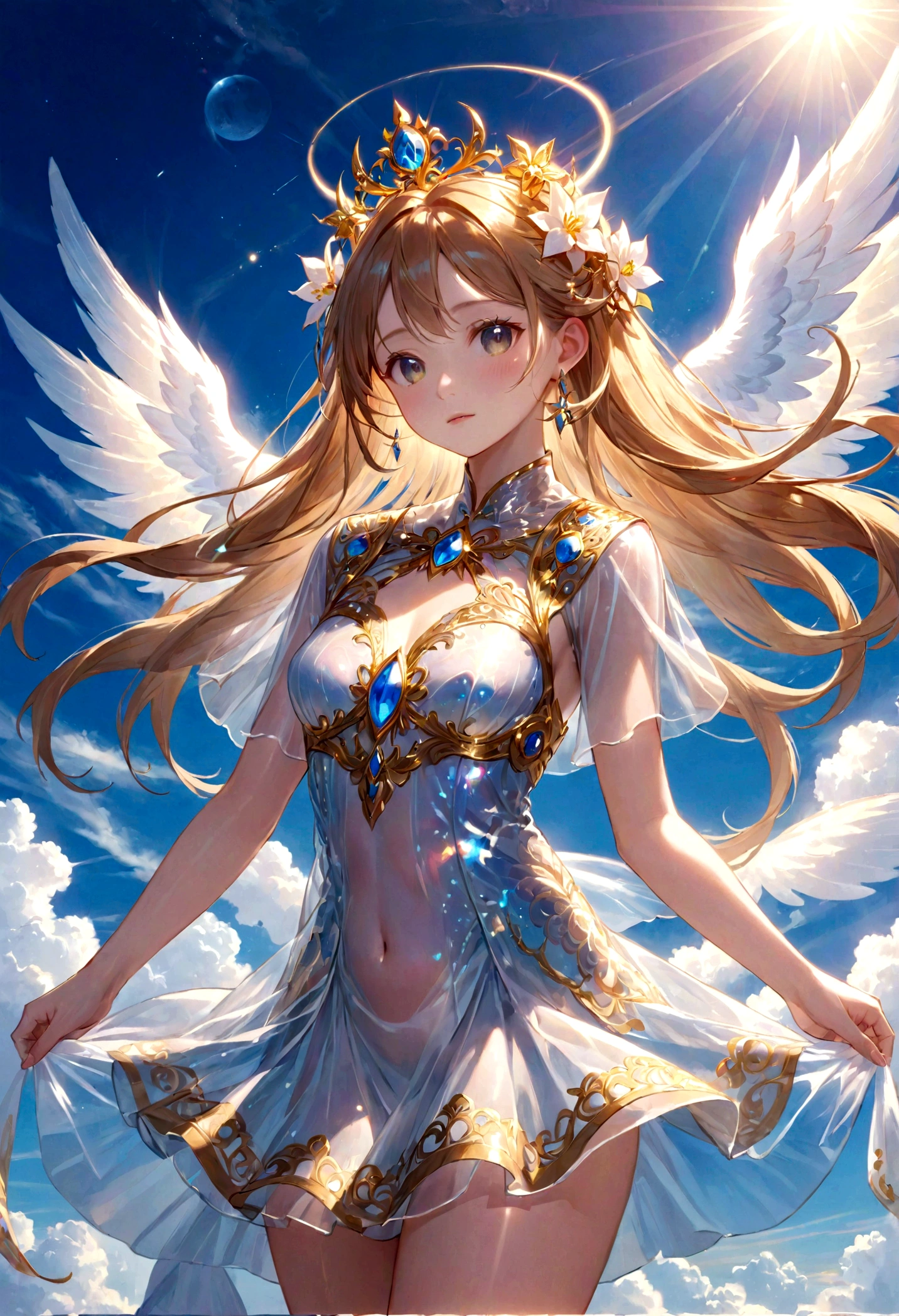 heaven Dazzling Light god々Shii Intense light sun 後ろ姿の女god Transparent appearance