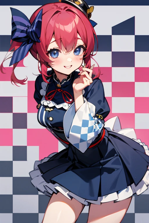 MS. cute、Taisho、Checkerboard Pattern、Beautiful Eyes、Embarrassing、Navy Blue and Red、A special smile、