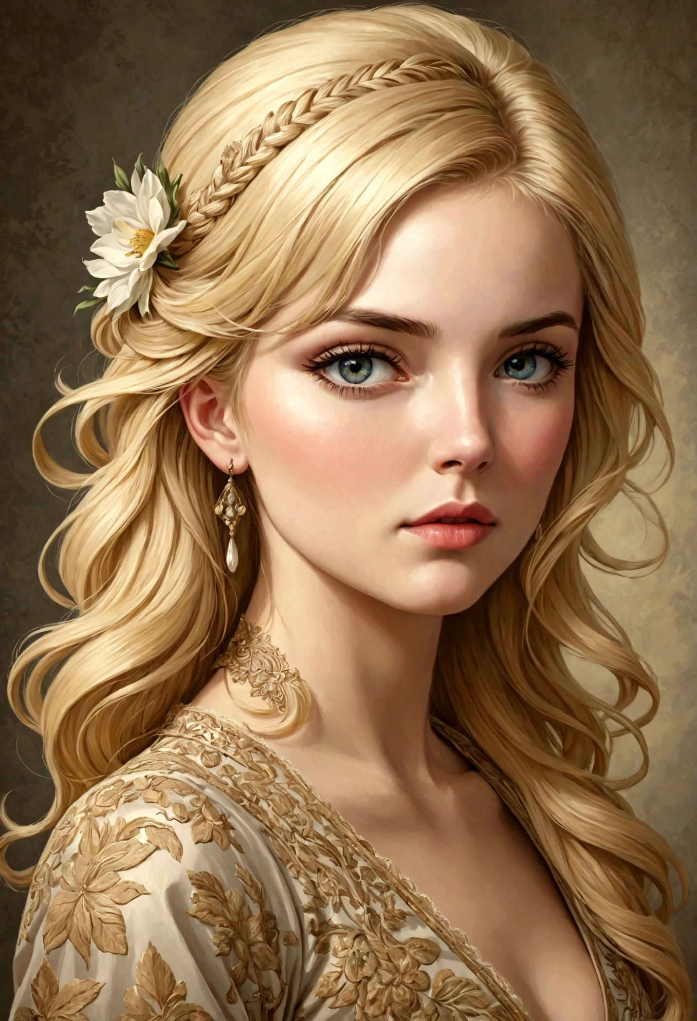 a woman, blonde, portrait