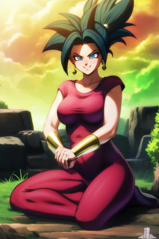 KEFLA style, 8k, hdr, ureal engine, ultra quality, big breasts  Beautiful woman, green color eyes,  sitting cross-legged, RED t-shirt, RED PANTS , long breasts,detailed realistic KEFLA costume style, BLACK hair, body,nicoledemara, , cabelo longo,  sorriso pretensioso, sorriso,  coxas, botas, decote, , , knee-length sole, single sock, single thigh height, meias, thigh strap, coxas,  outdoors, cidade, sky, nuvens, sol, buildings, (Obra de arte:1.2), melhor qualidade, high resolution, (lindos olhos detalhados:1.6), rosto extremamente detalhado, perfect lighting,, (perfect hands, Anatomia perfeita),