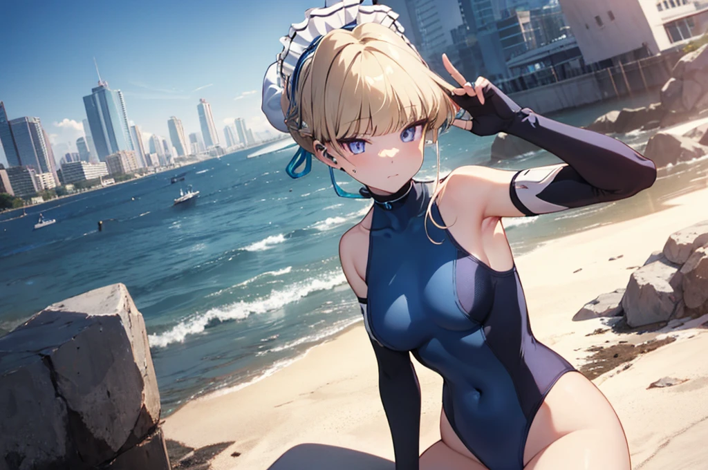 highest quality,detailed descriptiの上,whole bodyエスビアン,whole body,Kung Fu Pose,Spread your legs,Sweat,short hair, hair bun, maid headdress, bodysuit, elbow gloves, fingerless gloves, thigh strap, thigh boots expressionless, View Viewer, flowing bangs,1 girl, (((highest quality))), Anatomically correct, grown, Big Ass, Devil Nin Suit,Rinko Costume, long 髪, ,High Ponytail, Side Lock, Ninja Artist, Shiny服, Impossible Bodysuit, Perfect for your skin, Purple bodysuit, fishing net, Underbust cut out, Arm guard, Underbust,cute, Looking at the audience, Beautiful Eyes, Beautiful background, Particles of light, Light of the sun, Dramatic lighting, outside, Shiny, Realistic, highest quality, Very detailed, Get used to it, scenery, Beautiful and detailed, thin 髪,