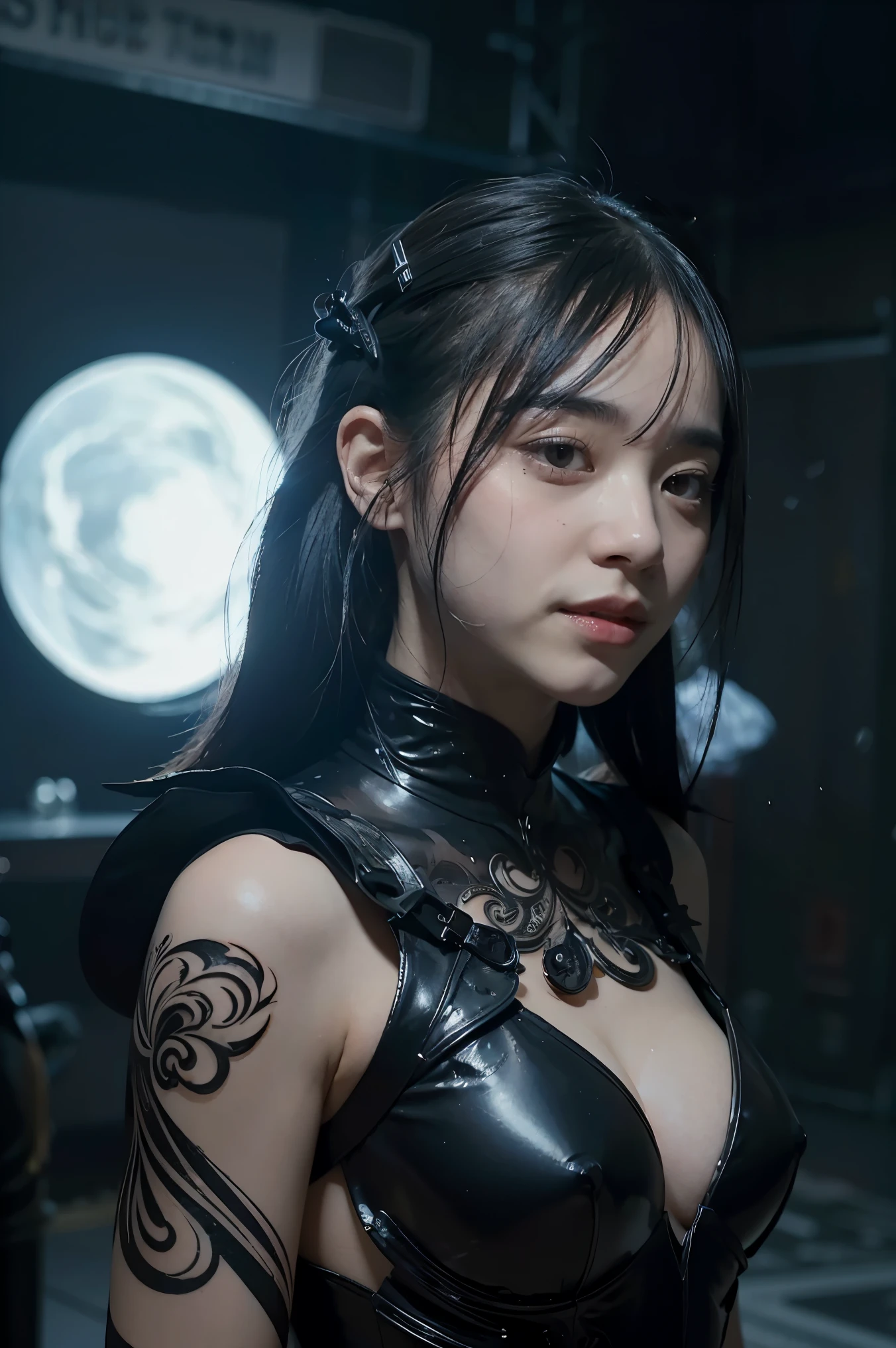 ((masterpiece, best quality)), ultra detailed 8k, photorealistic, sharp focus, highly detailed, professional lighting , shadowmancer, photo of a woman, ink particle, ((swirling black ink floating around)), futuristic fantasy, futuristic black dress, dynamic pose, realistic, masterpiece, intricate details, detailed background, depth of field,
