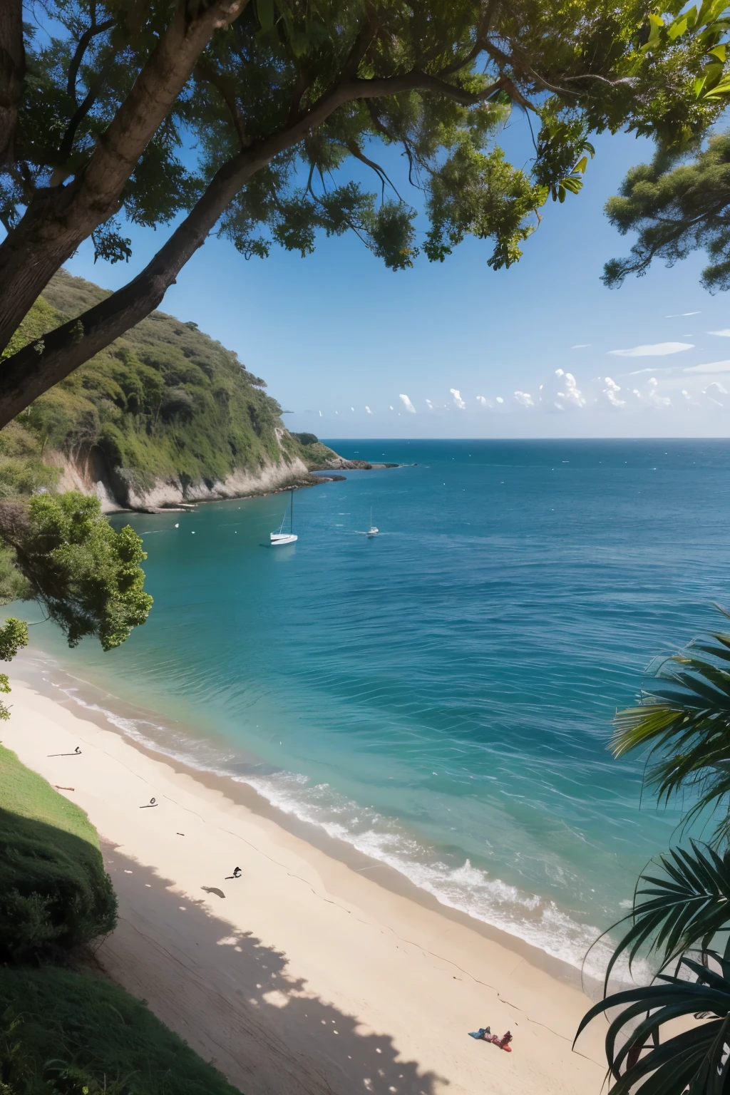 Desenhar um parco no mar , com uma baleia ao lado