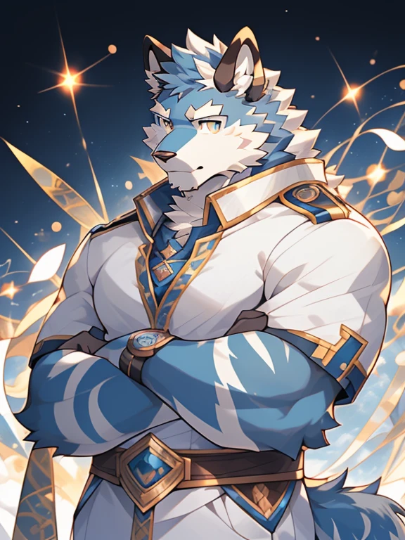 Detailed CG animation,Body hair,Charming and exquisite hair,(Argo),Bright eyes,White,,Blue fur,The background is the Knight Academy,young,4K Beautiful Views