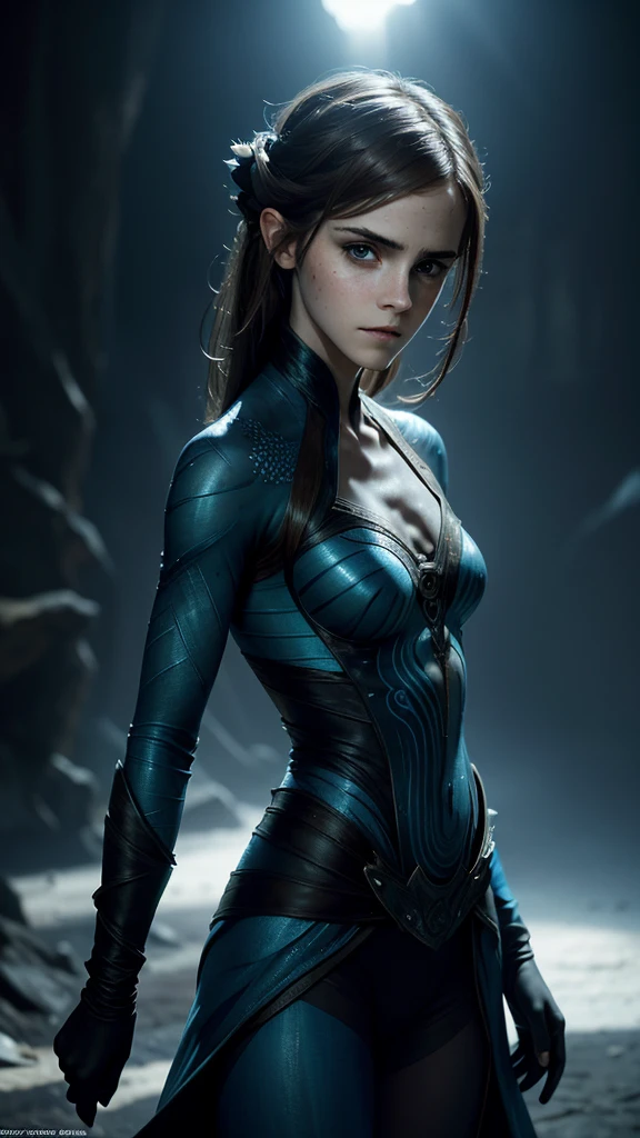 Emma Watson, wearing "Avatar" costume sexy clothes transparent. professionally retouched, soft lighting, realistic, smooth face, perfect eyes, sharp focus on eyes, 8 k, high definition, insanely detailed, intricate, elegant. in a natural background.