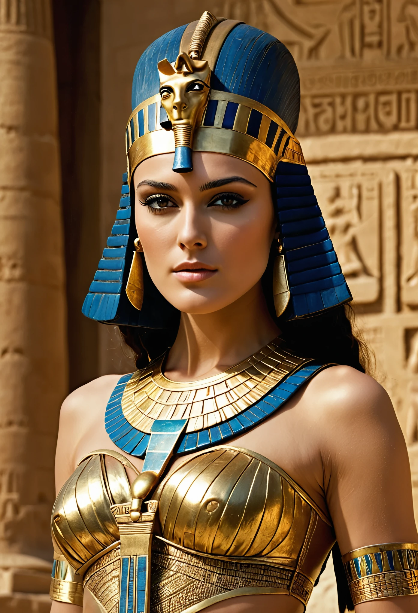 Gorgeous cleopatra, insane details, thick attractive figure, bulky figure, egyptian princess, cinematic goddess close shot, cleopatra, extremely beautiful lady, cinematic goddess body shot, cleopatra portrait, goddess, stunning beauty, extremely high detail, egyptian, cleopatra in her palace, cinematic goddess shot, egyptian style, extremely detailed goddess shot, beautiful goddess, cinematic portrait, professional cinematography, As an Egyptian, Keira Knightley Beautiful and stunning pharaoh Keira Knightley, portrait of Cleopatra, uhd, 8k, 32k, detailed, intricate, sharp Beauty, high definition, cinematic perspective, faultless image, background of ancient EgyptA close-up of a woman wearing a gold dress and an Egyptian mask, a cinematic portrait, expert cinematography, crazy details, an Egyptian princess, a close-up of a cinematic goddess, cleopatra, an incredibly beautiful lady, and a cinematic goddess body