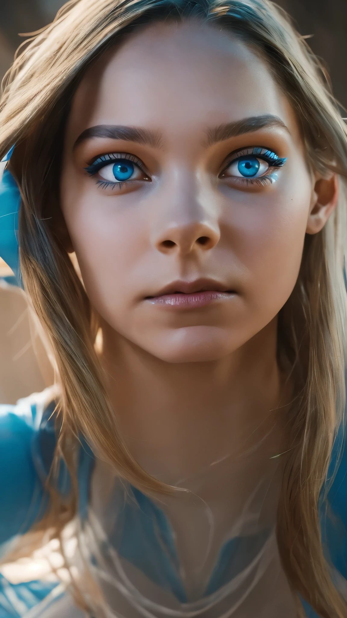 Emma Myers, wearing "Avatar" costume sexy clothes transparent. professionally retouched, soft lighting, realistic, smooth face, perfect eyes, sharp focus on eyes, 8 k, high definition, insanely detailed, intricate, elegant. in a natural background.