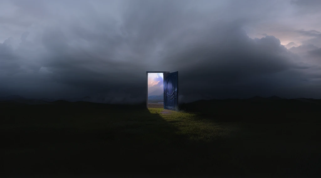 Door to Dark Skies,There is light at the end, Portal to another world, open A portal to another dimension, Open the door, Magic portal in the sky, A world that can only be seen through a portal, A portal to another dimension, Portal to another universe, A door to another dimension, magic Portal to another world, Windows open, Portal to the Etheric Realm, 打Open the door