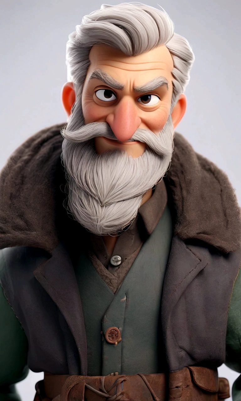 cheerful man, fair skin with beard and light almost gray hair, full body