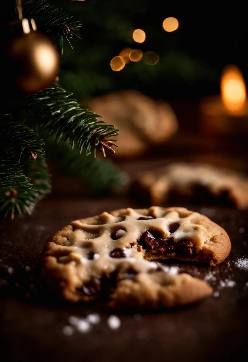 a detail shot of a Christmas cookie with a bite taken out, showcasing the soft and chewy texture and tempting everyone to have a taste