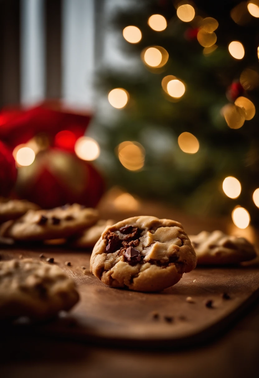 a detail shot of a Christmas cookie with a bite taken out, showcasing the soft and chewy texture and tempting everyone to have a taste