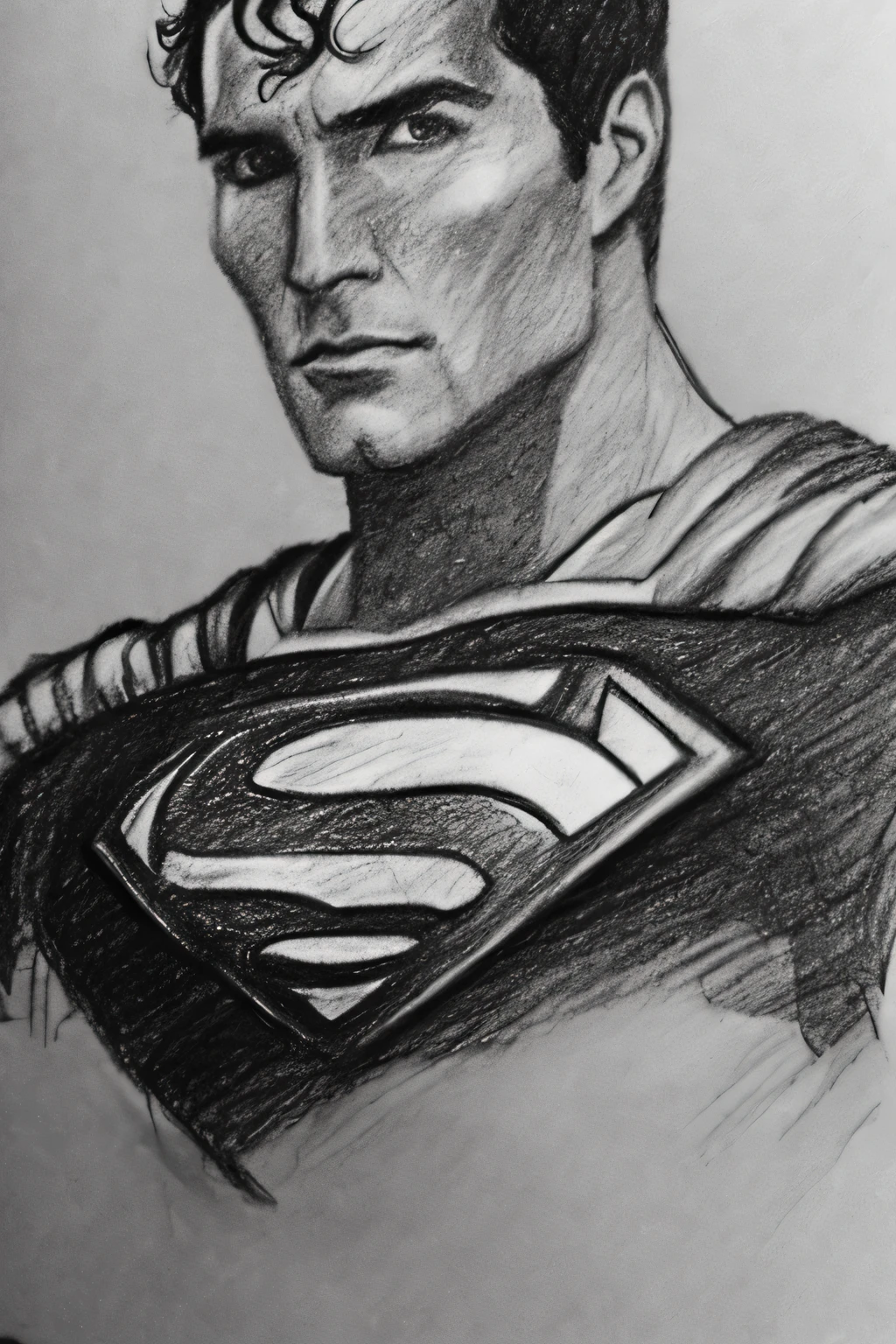 A pencil sketch of superman, less detailing, a lot of errors, over lining, messy, drawn in a square-lined diary, no shading, no blending, no portrait, no light source on face, no pixels