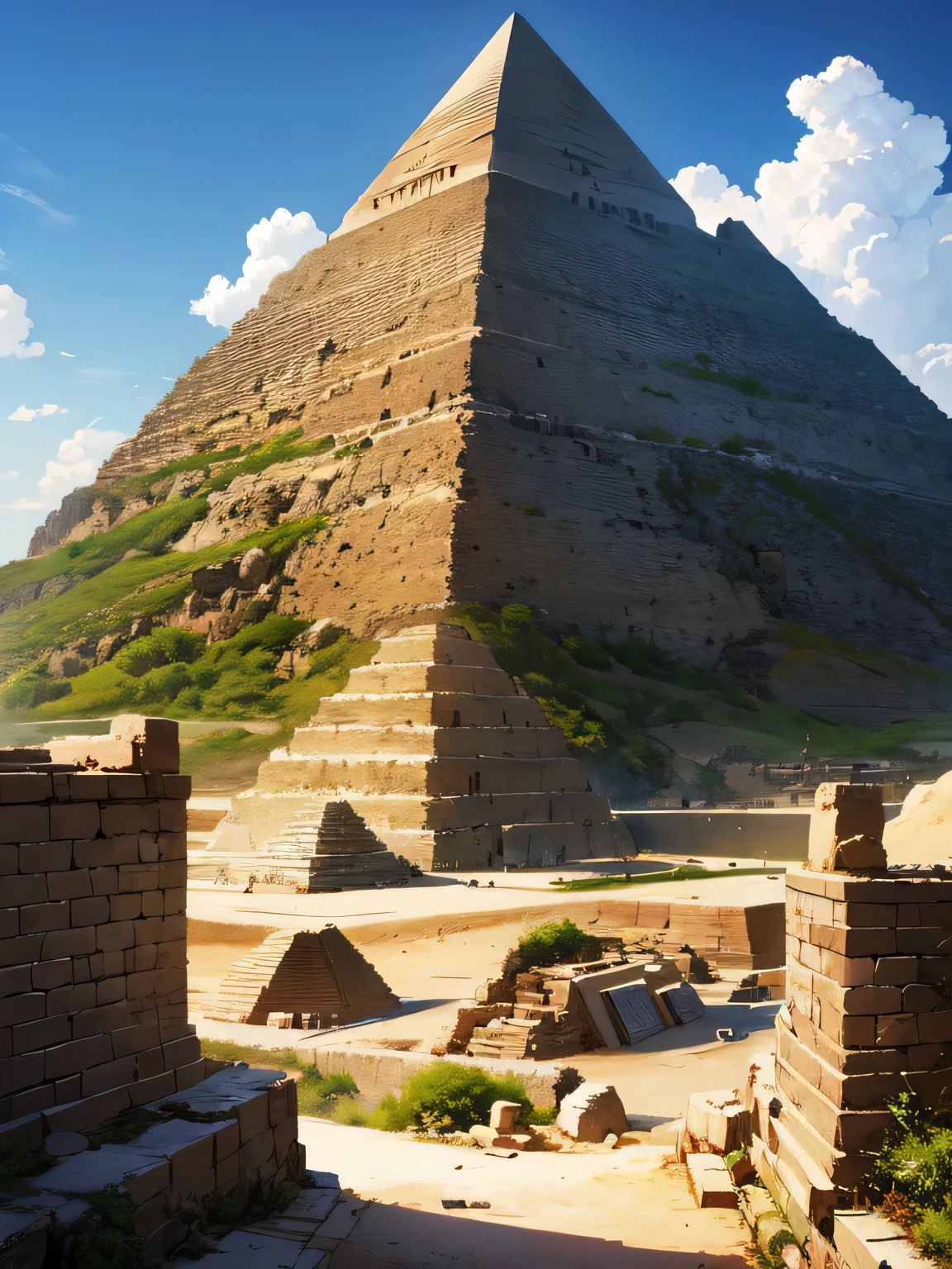 Beautiful digital art, Detailed painting 4k, Highly detailed digital painting, Rich, picturesque colors,pyramid,Egypt