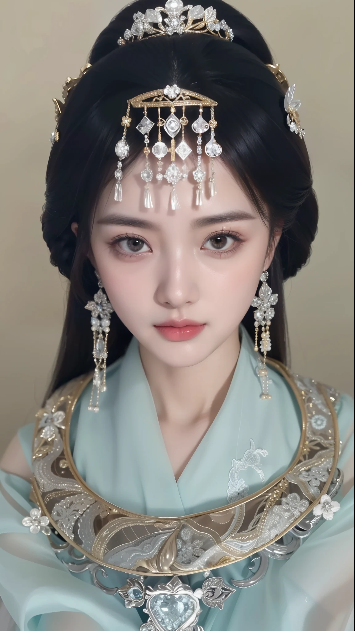 Royal sisters,精致of眼睛,Frozen Queen,把王冠戴在你of头上,详细of面部表情,Tall and big,Glamorous characters,Leg length,4k,Ultra-clear,of,White translucent lace,白皙of皮肤,Little cherry mouth,Beautiful and cute,精致of图片,丰富of面部细节,佩戴华丽of珠宝,Royal Princess,闪闪发光of宝石项链,奢华of装饰,Athena goddess,Chinese Princess,Hmong silver jewelry