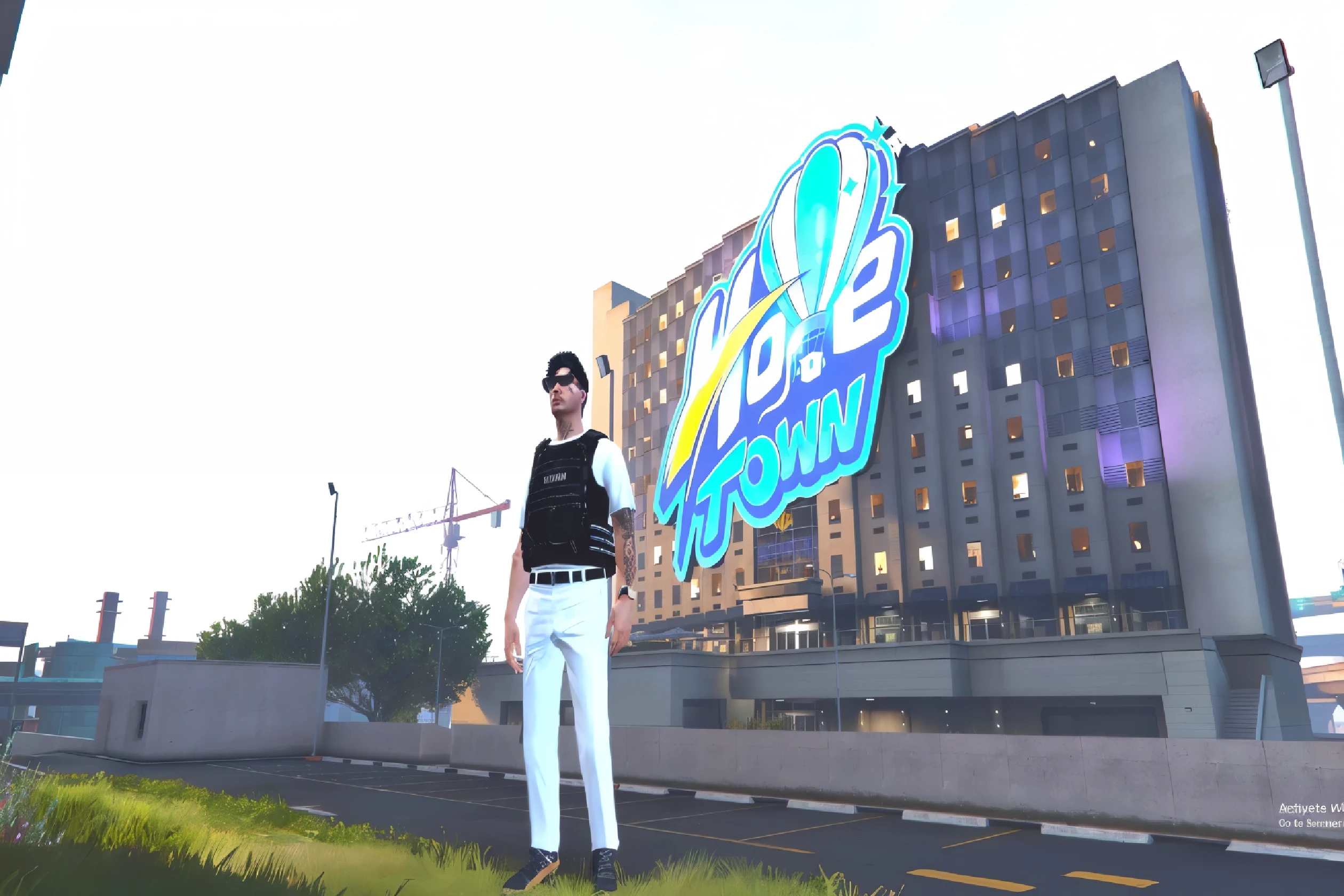 There was a man standing in front of a large building., gta in moscow, 2020 video game screenshot, In the game, In the game, In the game, Photos from 2022, video game screenshot>, gta 6 style, From NCSoft, In-game pictures, PC screen image, 2k, In the game footage, In the game footage