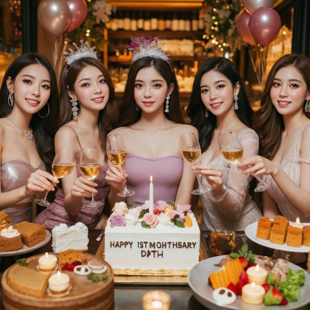 1young girl, long hair, brown eyes, (smile slightly, Innocent and cute expression), model, Enchanting, Sublime, Ethereal, fantastic, extremely detailed CG unified 8k wallpaper, High-definition raw color photos, professional photography, indoors, (Cake shop, lots of cakes lined up), (Bokeh), depth of fields,