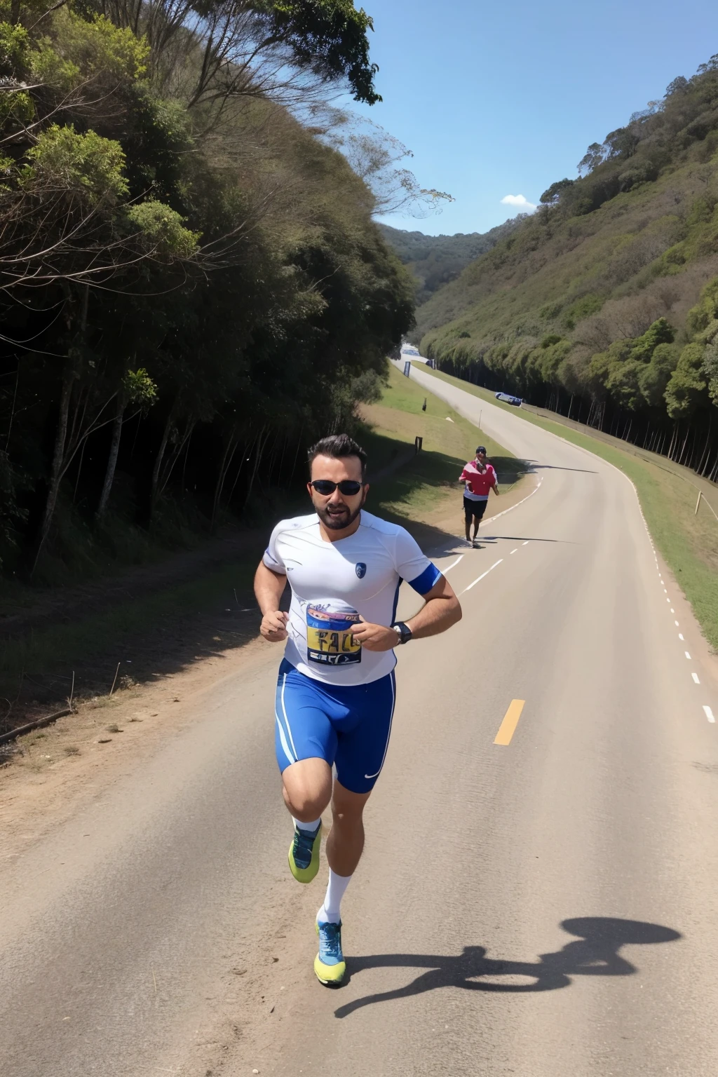 homem e mulher correndo; estrada; vencendo a corrida; imagem alta qualidade; no tamanho A4 horizontal