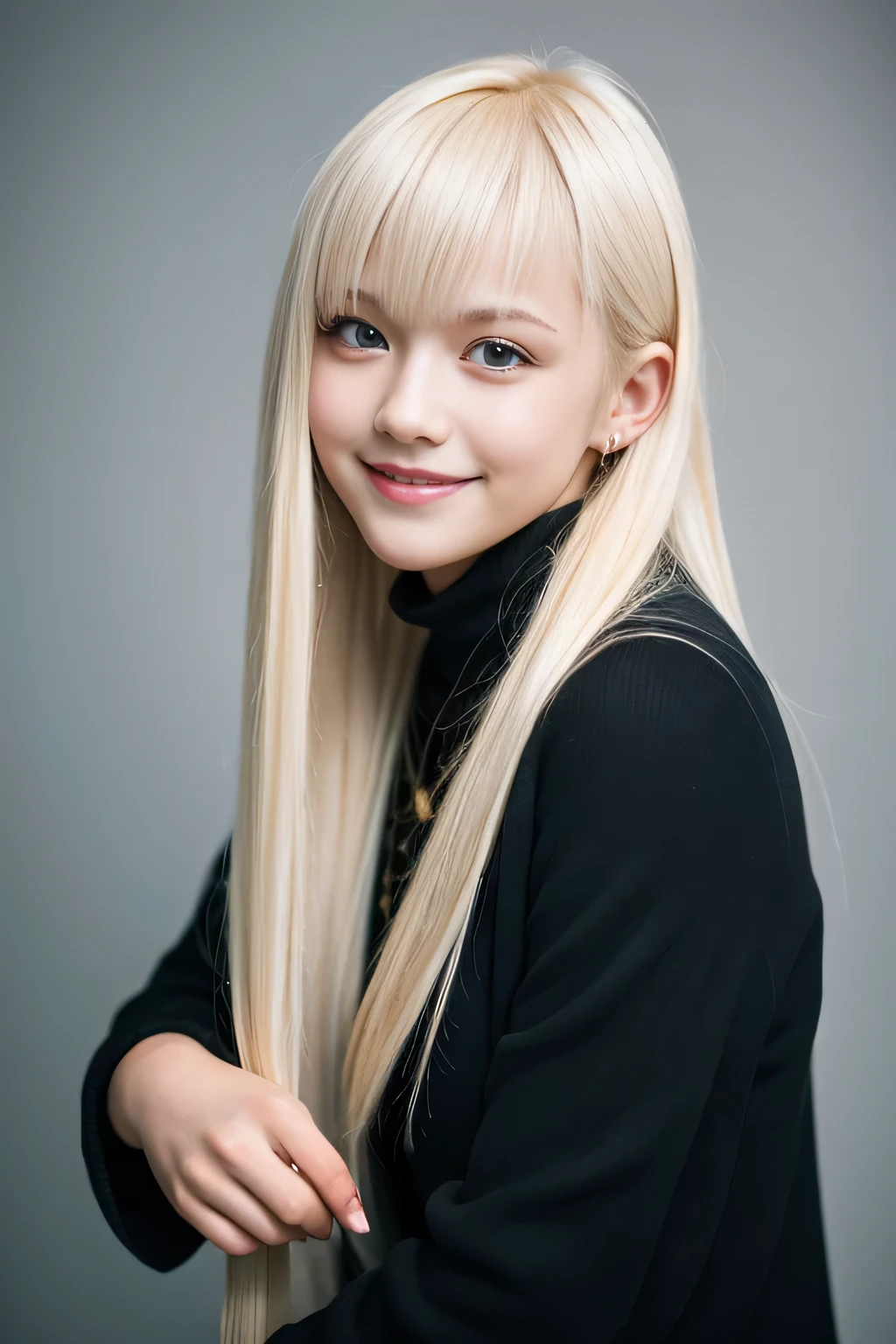 masterpiece, highest quality, 8k, 15 years, Teen, RAW Photos, Award-winning portrait, Platinum Blonde Hair, smile, alone, Idol&#39;s face, Beauty, Very beautiful, cute, Japanese women,Female Idols, round and large eyes, Drop your eyes, Small nostrils, light makeup, Big round eyes, Tight waist, Delicate girl, Upper Body, Digital SLR, View Viewer, Frank, Sophisticated, like々Shii, Thin arms, Professional Lighting, (Detailed eyes and face:1.0), (Bokeh:1.1)