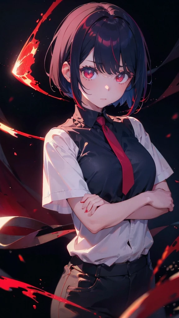 A short bob-haired, red-eyed