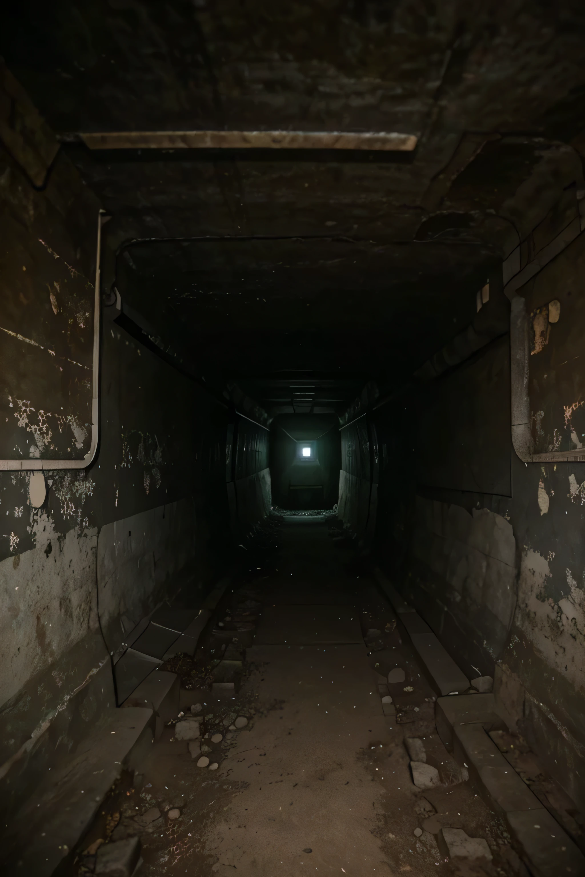 Image of a eerie and old bunker with a caption that says "the bunker"