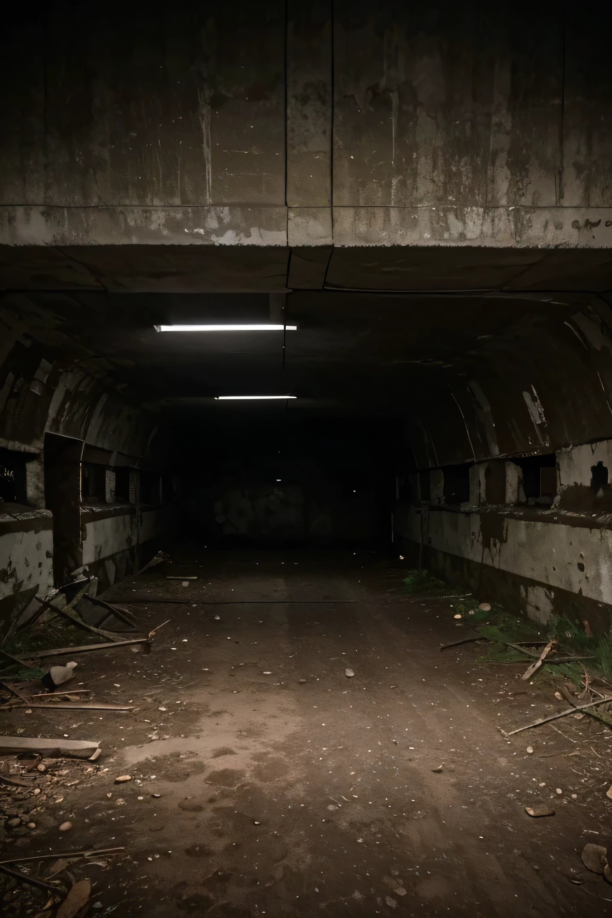 Image of a eerie and old bunker with a caption that says "the bunker"