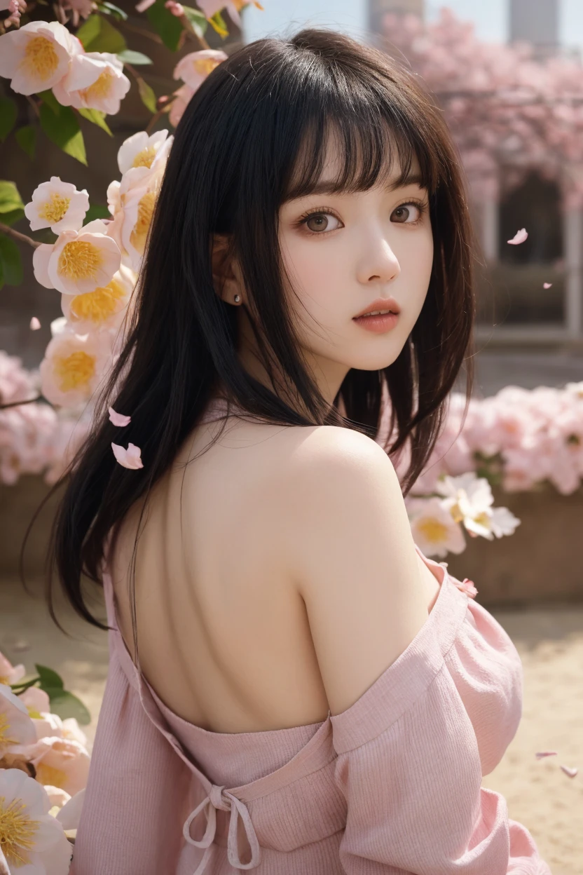 ((Exposing breasts 1.6))),(((Exposing breasts 1.6))),(((Exposing breasts 1.6))),masterpiece, Highest quality, 8k, Absurd, Beautiful medium long bob hair,Woman in her late 20s, That shy expression is cute, (Sensual Style),((Seven episodes were filmed................1.4)), (Nude 1.5), No makeup, The near road and the far road, Written boundary depth, Surreal, High resolution, photograph, Sharp focus, Face lamp, Dynamic Lighting, highest detailed, ,Extreme detaileds、Super detaileded、detailed、Real Skin、elegant features、Positive and optimistic、(The background is a colorful flower field)