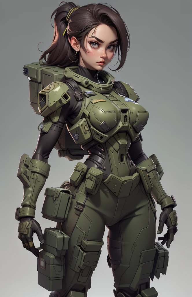 11:23(((Best quality: 1.4))),(Unparalleled tmasterpiece), (hyper HD),(Hyper-realistic 8k CG)、(dark colored hair) ((( body))), (((1 girl in))), 25-year-old American soldier with perfect body,,Beautiful and well groomed face,muscular body:1.2,army green with military decals and insignia, (Pictures from head to thighs), Complex equipment, military green ,long trousers,The clothes inside are dark,Clothes with armored metal electronic parts, Poison tattoos ),Gorgeous and fearless female warrior, fit and muscular body, military shirt, shoulder, Dark blonde hair, tattooed arms, Full detail on the face, Killing eyes, high detal, actual, Photoquality, high high quality, (photoactual:1.4), The content is very detailed, tmasterpiece, high high quality shadow, military mech background.