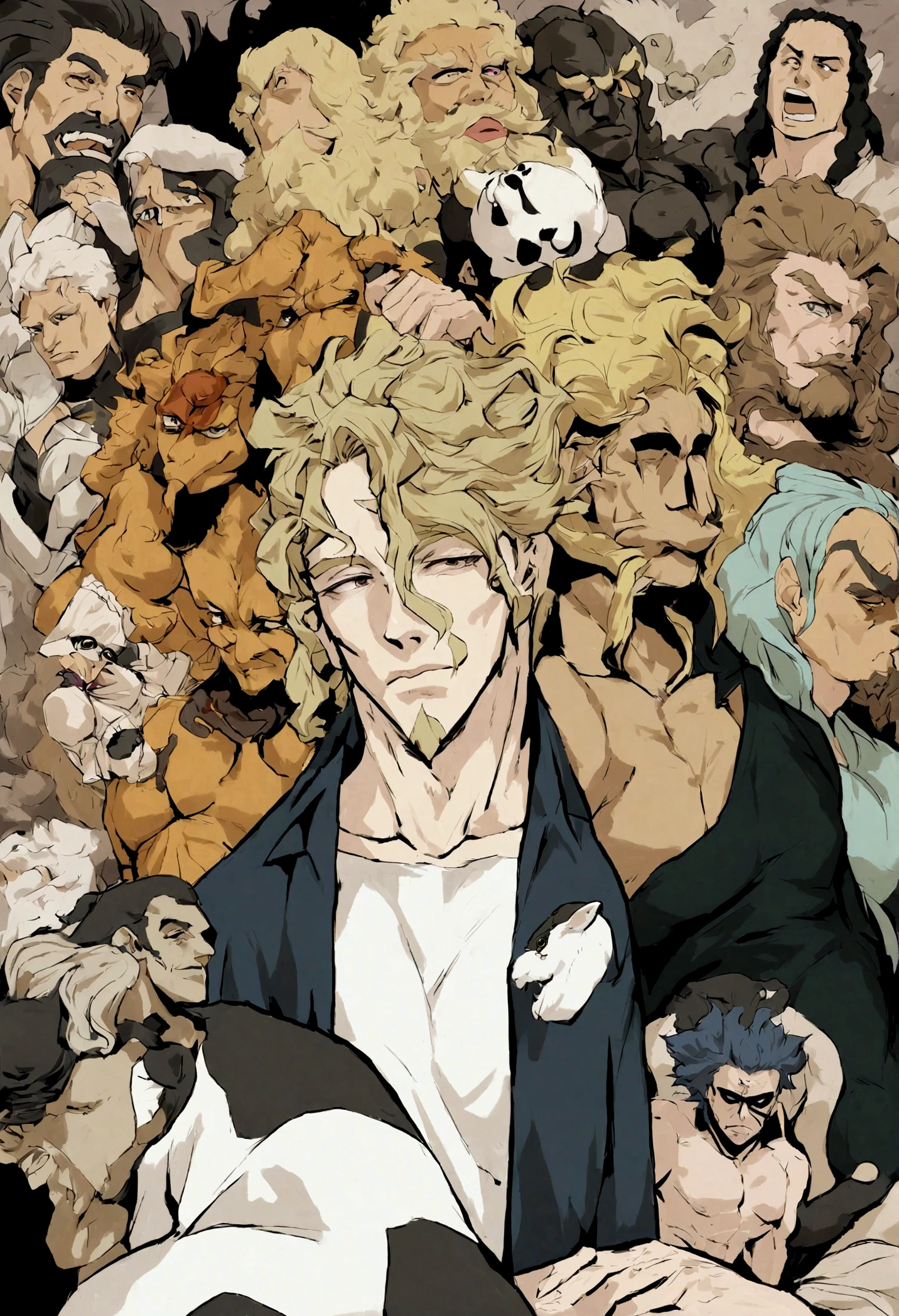 A sexy 19 year old boy, hijo de Zeus y Afrodita, pelo negro con sudadera, le encanta el negro, los pandas, mitologia griega, anime y los videojuegos. Es dominante, Dios de todo, superado solo por su padre