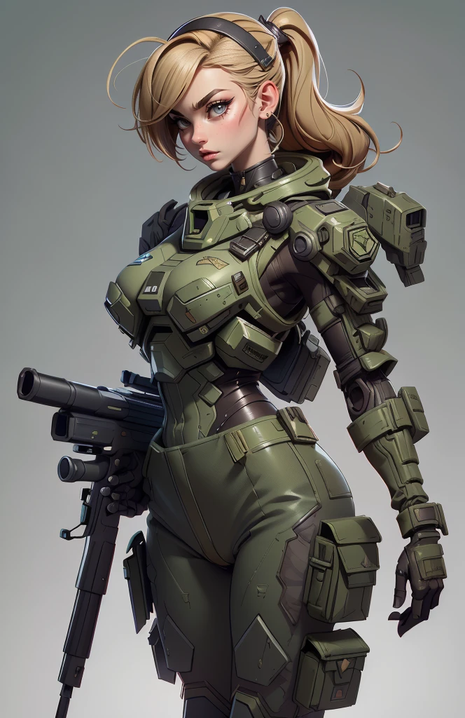 11:23(((Best quality: 1.4))),(Unparalleled tmasterpiece), (hyper HD),(Hyper-realistic 8k CG)、(dark colored hair) ((( body))), (((1 girl in))), 25-year-old American soldier with perfect body,,Beautiful and well groomed face,muscular body:1.2,army green with military decals and insignia, (Pictures from head to thighs), Complex equipment, military green ,long trousers,The clothes inside are dark,Clothes with armored metal electronic parts, Poison tattoos ),Gorgeous and fearless female warrior, fit and muscular body, military shirt, shoulder, Dark blonde hair, tattooed arms, Full detail on the face, Killing eyes, high detal, actual, Photoquality, high high quality, (photoactual:1.4), The content is very detailed, tmasterpiece, high high quality shadow, military mech background.